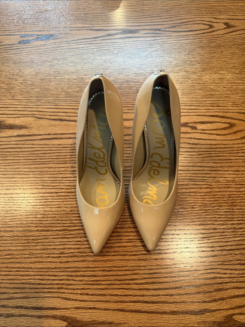 Sam Edelman Dan Beige Patent Pointed-Toe Pumps - EUC Size 10